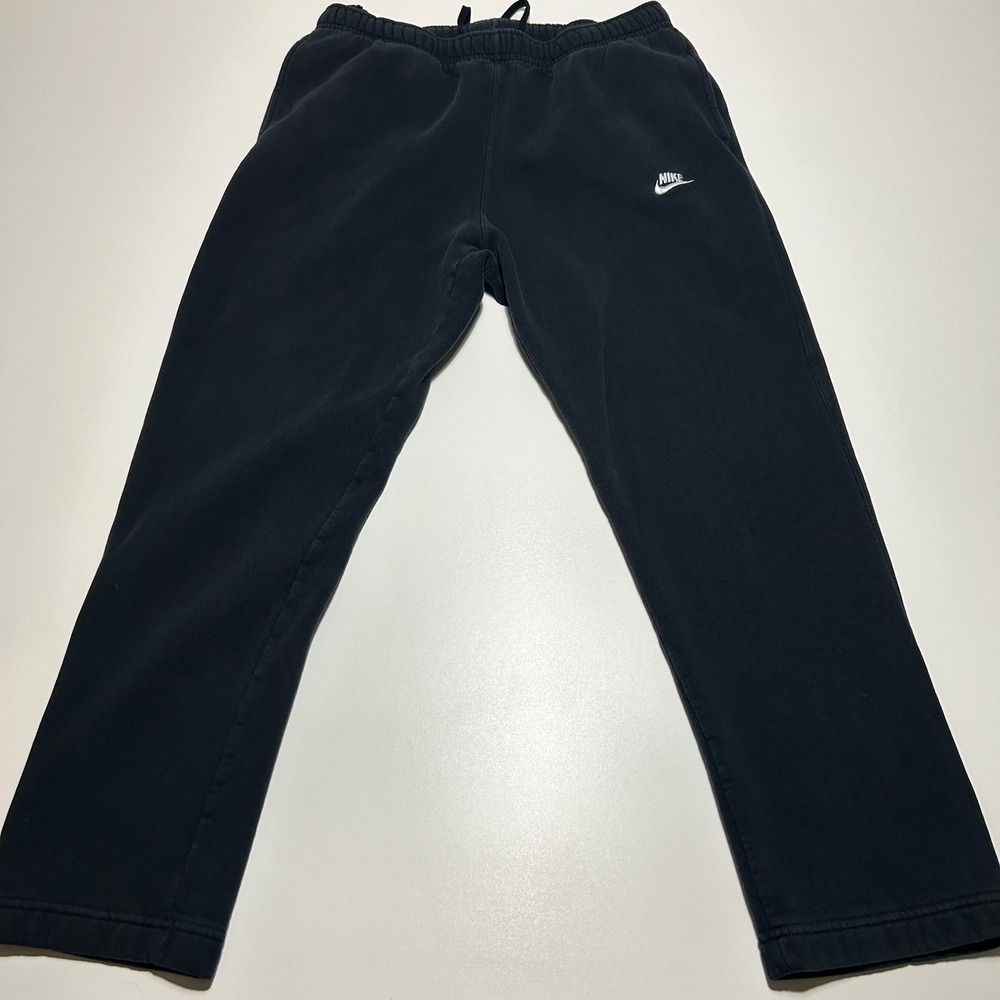 Nike Mens Sportswear Fleece Sweatpants Black XL Embroidered Logo Straight Leg